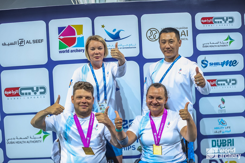 Команда Российской федерации стрельбы из лука завоевала 4 золотые, 4 серебряные и 3 бронзовые медали на чемпионате мира по паралимпийской стрельбе из лука в ОАЭ