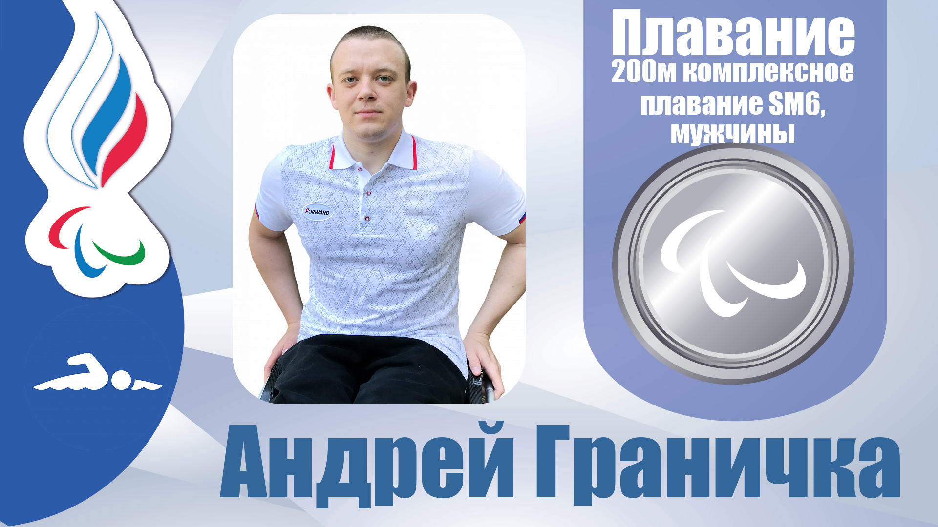 Андрей Граничка завоевал серебряную медаль Паралимпийских игр в комплексном плавании на 200 метров в классе SM6!