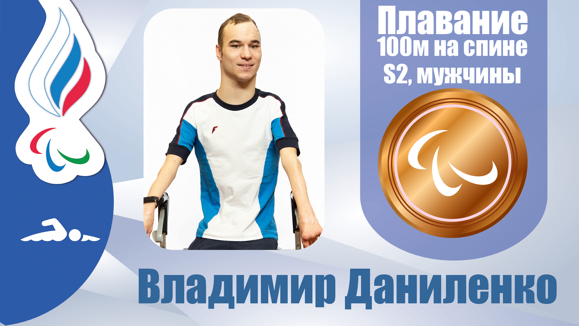 Владимир Даниленко завоевал бронзовую медаль в плавании на спине на дистанции 100 метров в классе S2!