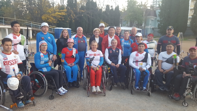 О.Ю. Голодец в ФГБУ "ТЦСКР "Крымский" встретилась со сборной командой России по стрельбе из лука спорта лиц с ПОДА