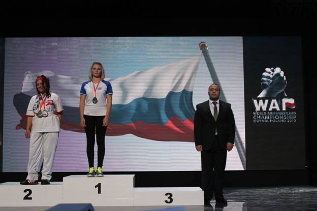 Во второй  соревновательный день  чемпионата и первенства мира по армспорту среди лиц с поражением опорно-двигательного аппарата в Польше  российские спортсмены завоевали 12 медалей: 6 золотых, 4 серебряных и 2 бронзовых