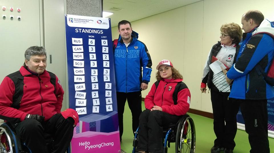 Сборная команда России по итогам 4-х дней лидирует в промежуточном итоге чемпионата мира по керлингу на колясках