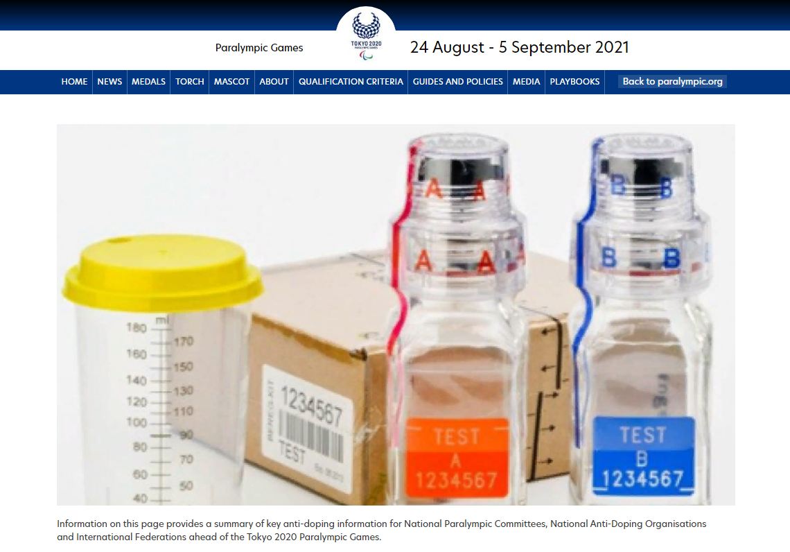 Международный паралимпийский комитет запускает веб-страницу, посвященную антидопинговому обеспечению на XVI Паралимпийских летних играх в г. Токио (Япония)