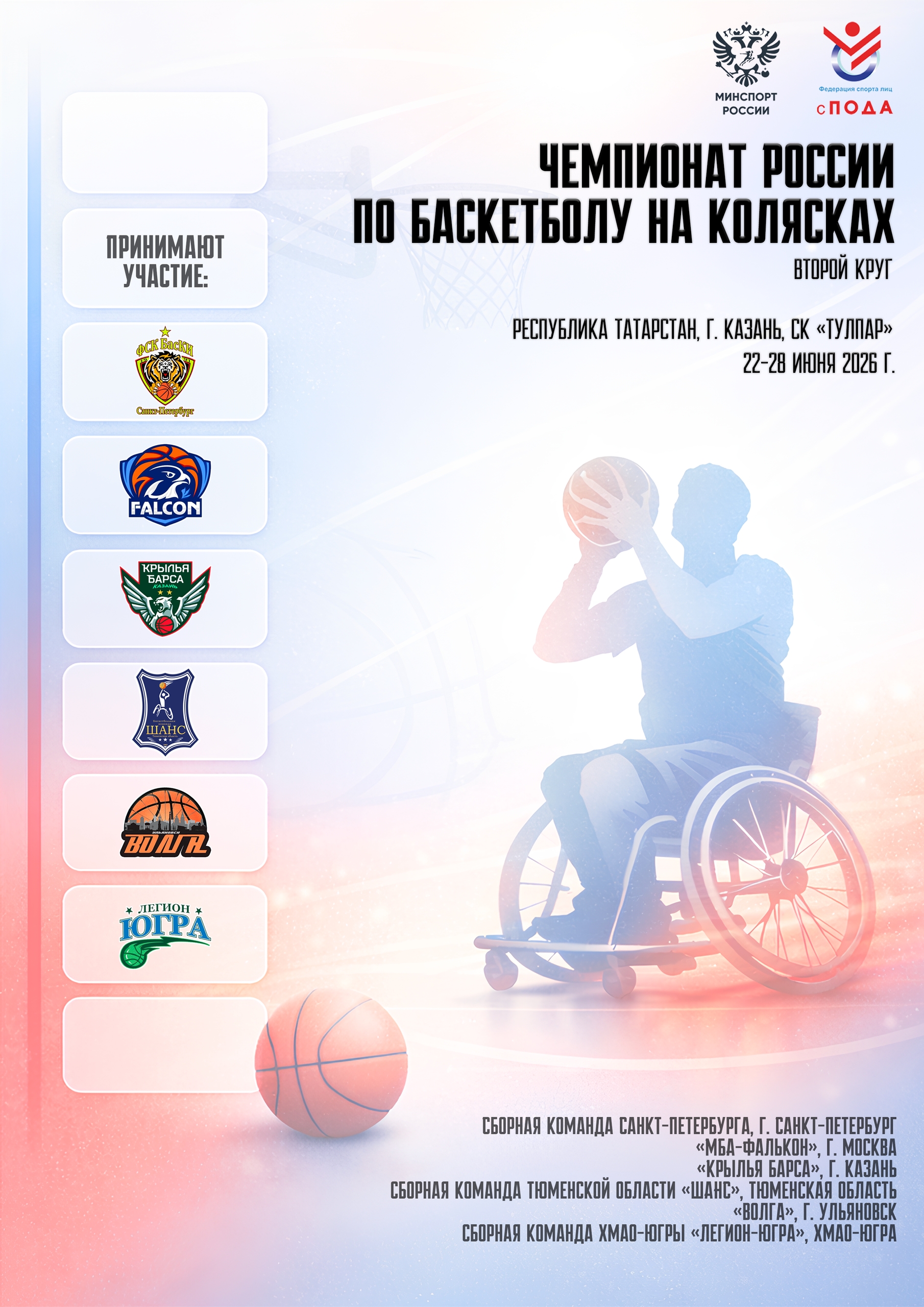 В Республике Татарстан стартовал 2 круг Чемпионата России по баскетболу на колясках!